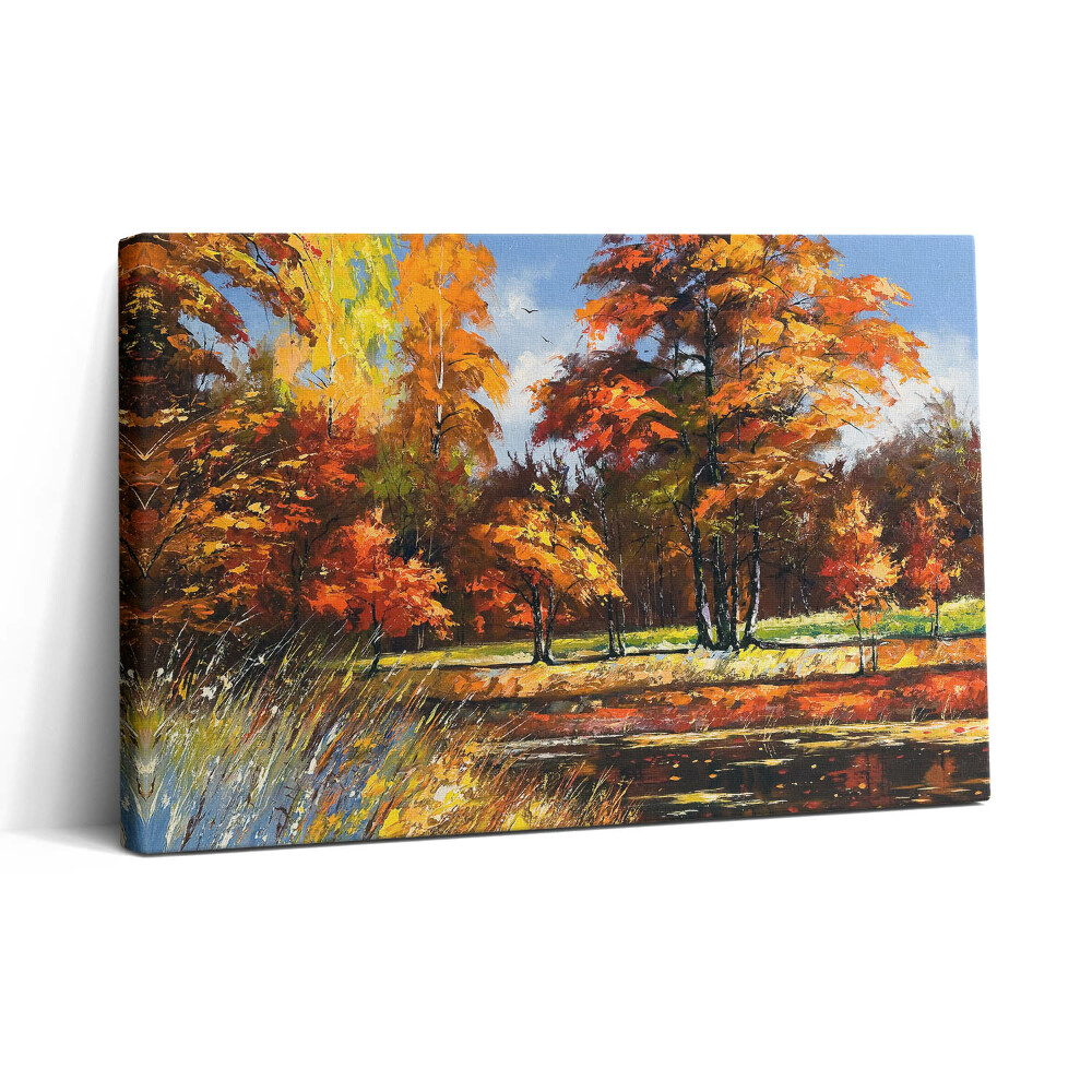 Vászonkép nyomtatás 30x20 Festett ősz és folyó