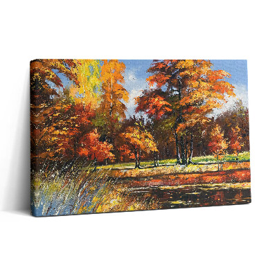 Vászonkép nyomtatás 30x20 Festett ősz és folyó