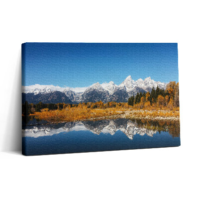 Vászonkép nyomtatás 30x20 Hegyi tó és őszi fák