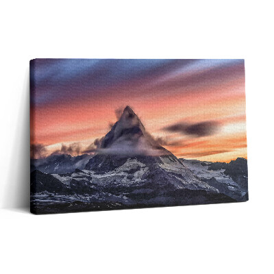 Vászonkép nyomtatás 30x20 Magányos hegy naplementében