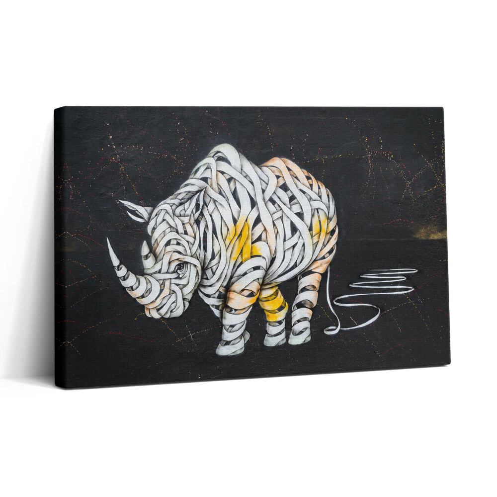 Vászonkép nyomtatás 30x20 Absztrakt nézet egy orrszarvúról és egy zenekarról