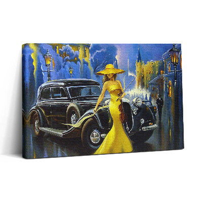 Vászonkép nyomtatás 30x20 Hölgy hegedűvel retro stílusban