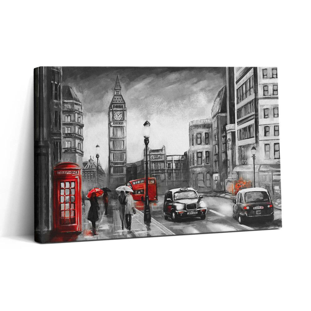 Vászonkép nyomtatás 30x20 Nézet egy londoni utcára és a Big Benre