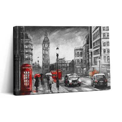 Vászonkép nyomtatás 30x20 Nézet egy londoni utcára és a Big Benre