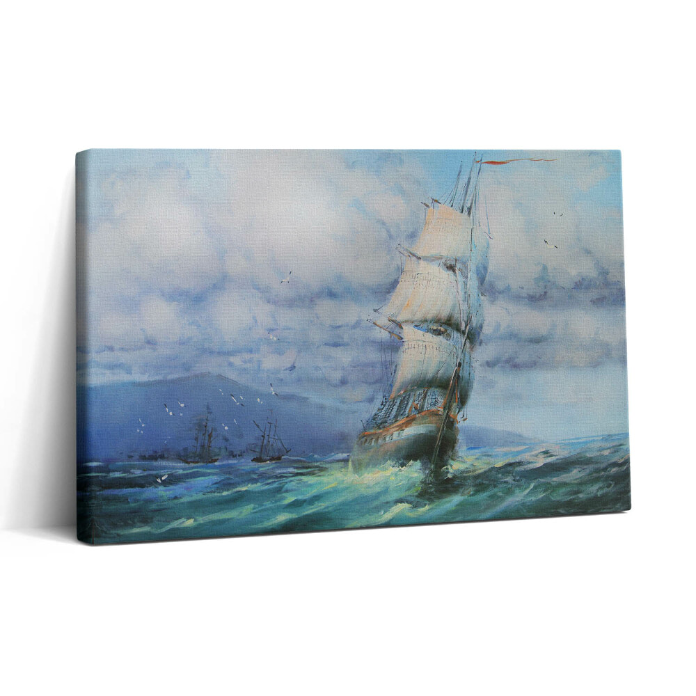 Vászonkép nyomtatás 30x20 Vízre festett hajó