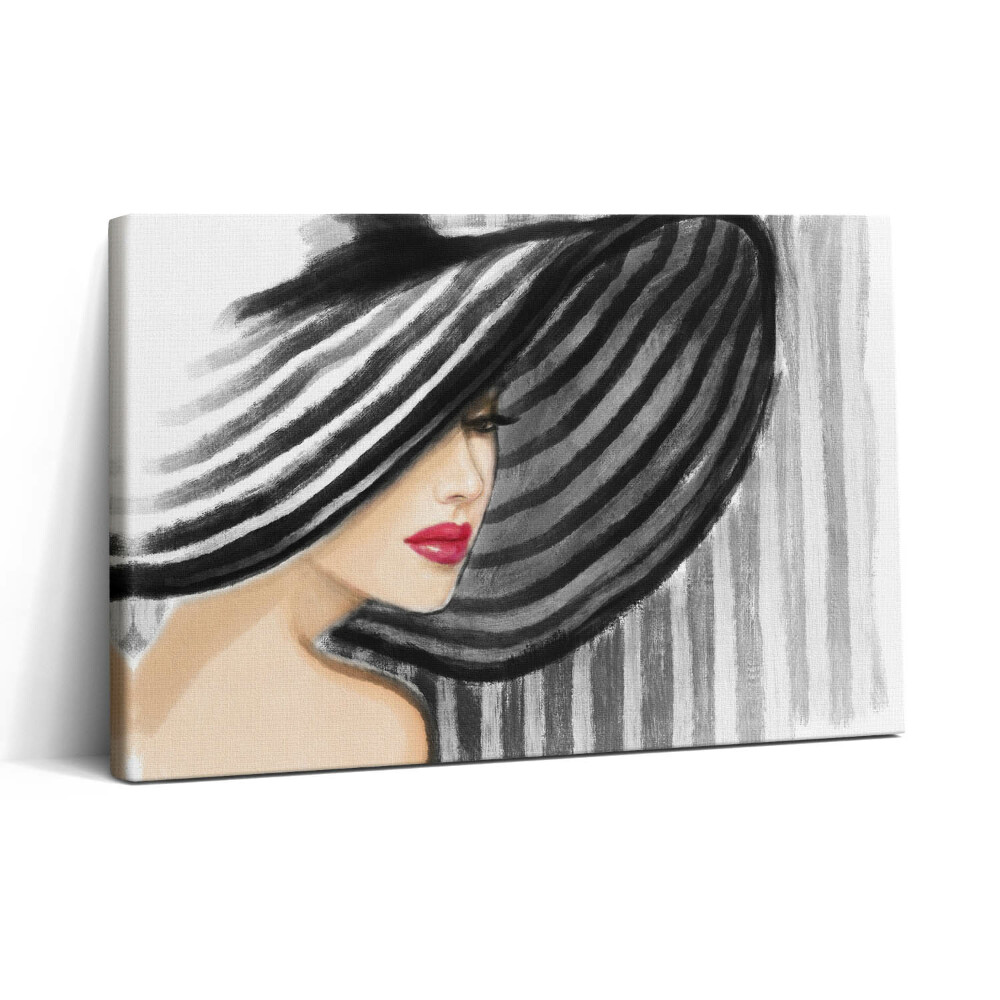 Vászonkép nyomtatás 30x20 Nő kalapban