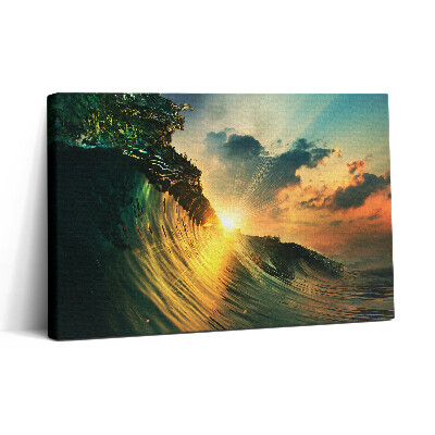 Vászonkép nyomtatás 30x20 Tengeri hullám és naplemente