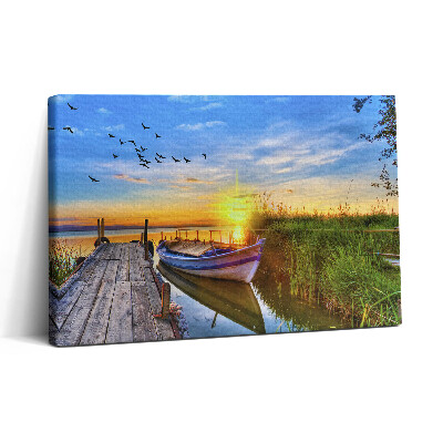 Vászonkép nyomtatás 30x20 Tóra néző kilátás és naplemente