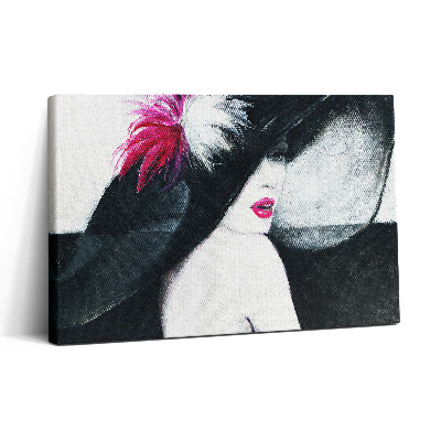 Vászonkép nyomtatás 30x20 Egy kalapos nő portréja