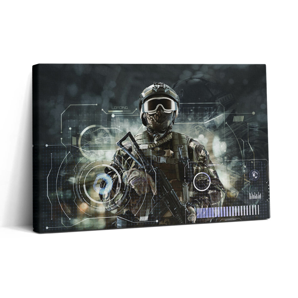 Vászonkép nyomtatás 30x20 A különleges erők katonája fegyverrel