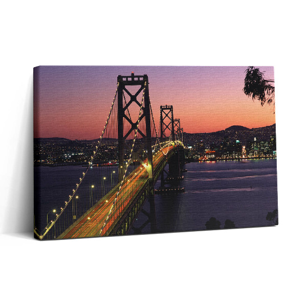 Vászonkép nyomtatás 30x20 San Francisco híd és naplemente
