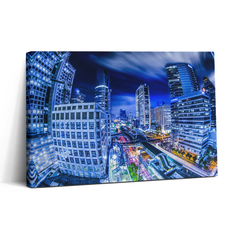 Vászonkép nyomtatás 30x20 Bangkok városának éjszakai látképe
