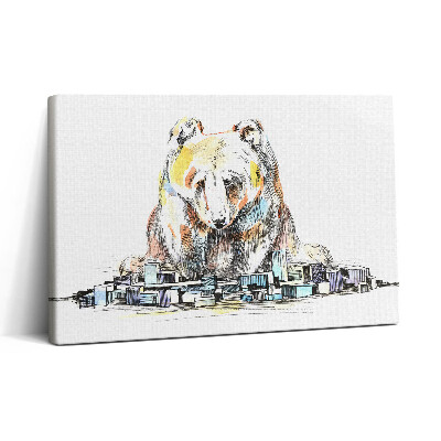Vászonkép nyomtatás 30x20 Medve és absztrakt város