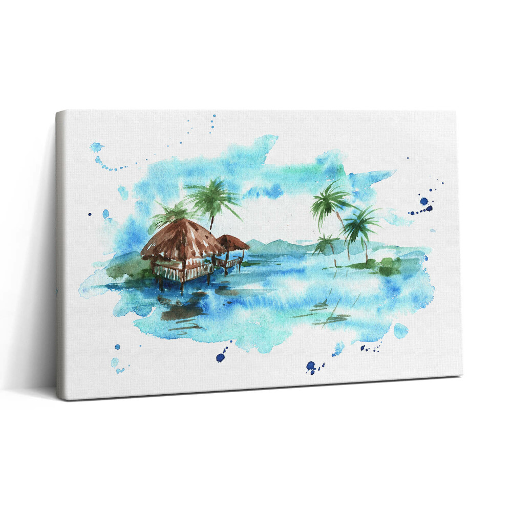 Vászonkép nyomtatás 30x20 Egy szigetet ábrázoló akvarell