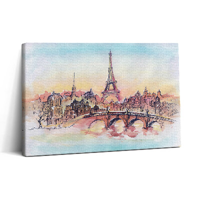 Vászonkép nyomtatás 30x20 Párizs festett látképe