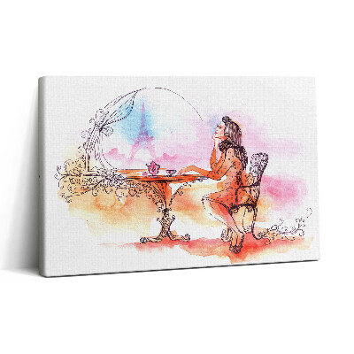 Vászonkép nyomtatás 30x20 Teázó nő Párizsban