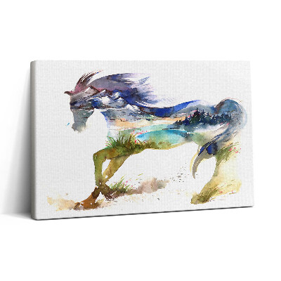 Vászonkép nyomtatás 30x20 Ló és festett tájkép