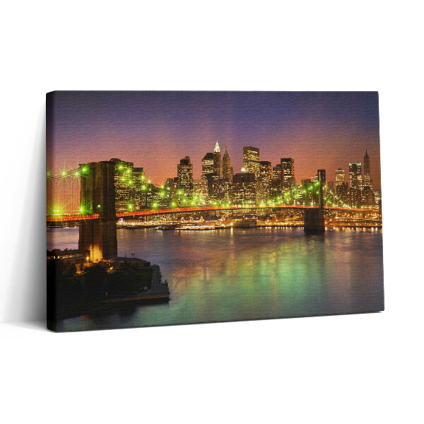 Vászonkép nyomtatás 30x20 Brooklyn híd éjszaka