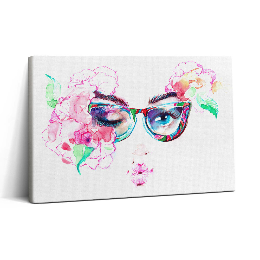 Vászonkép nyomtatás 30x20 Egy szemüveges nő arca