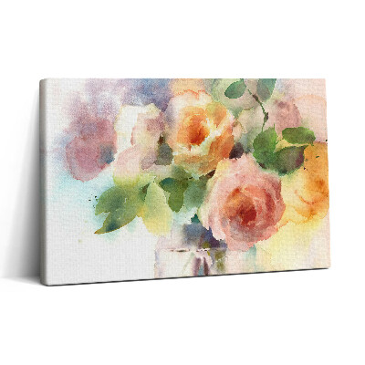Vászonkép nyomtatás 30x20 Akvarell rózsák vázában