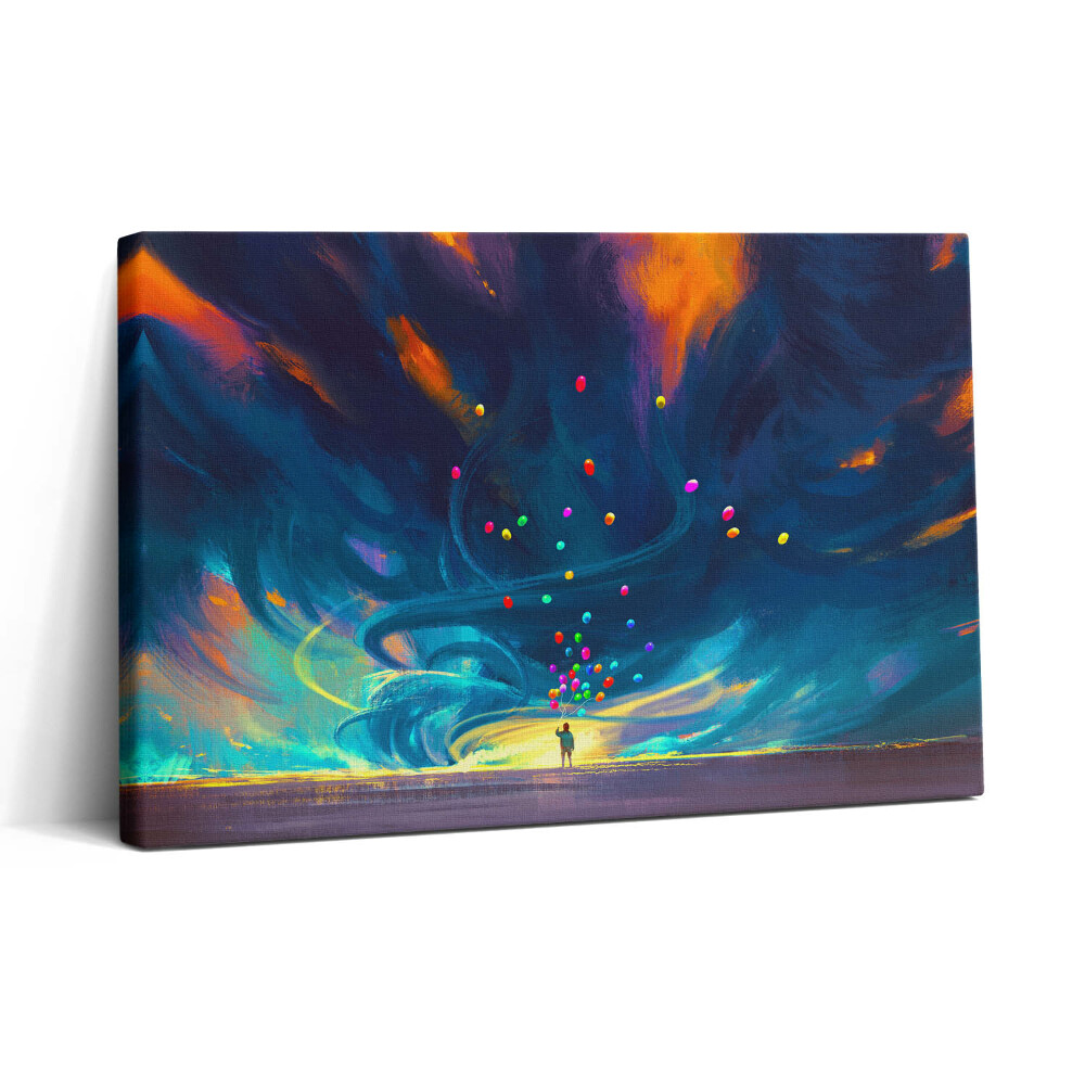 Vászonkép nyomtatás 30x20 Gyermek és léggömbök