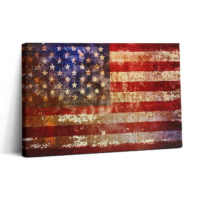 Vászonkép nyomtatás 30x20 Amerikai zászló vintage stílusban