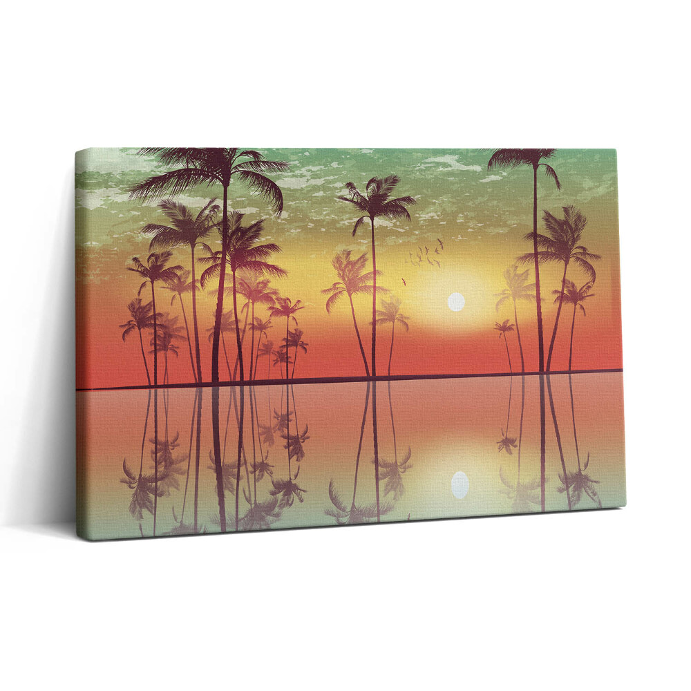 Vászonkép nyomtatás 30x20 Trópusi pálmafák naplementében