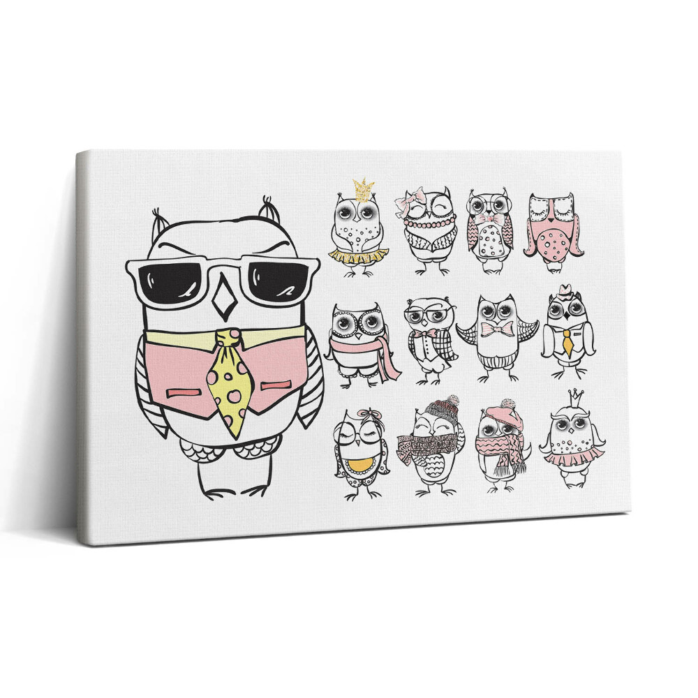 Vászonkép nyomtatás 30x20 Vintage poszter baglyokkal