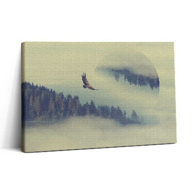 Vászonkép nyomtatás 30x20 Ködös erdő és egy sas
