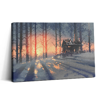 Vászonkép nyomtatás 30x20 Téli táj fákból