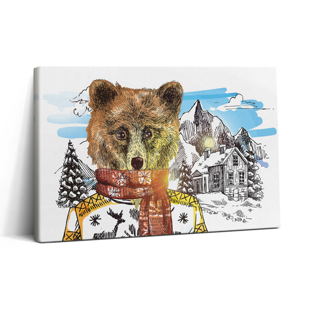 Vászonkép nyomtatás 30x20 Medve sálban