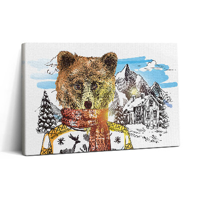 Vászonkép nyomtatás 30x20 Medve sálban