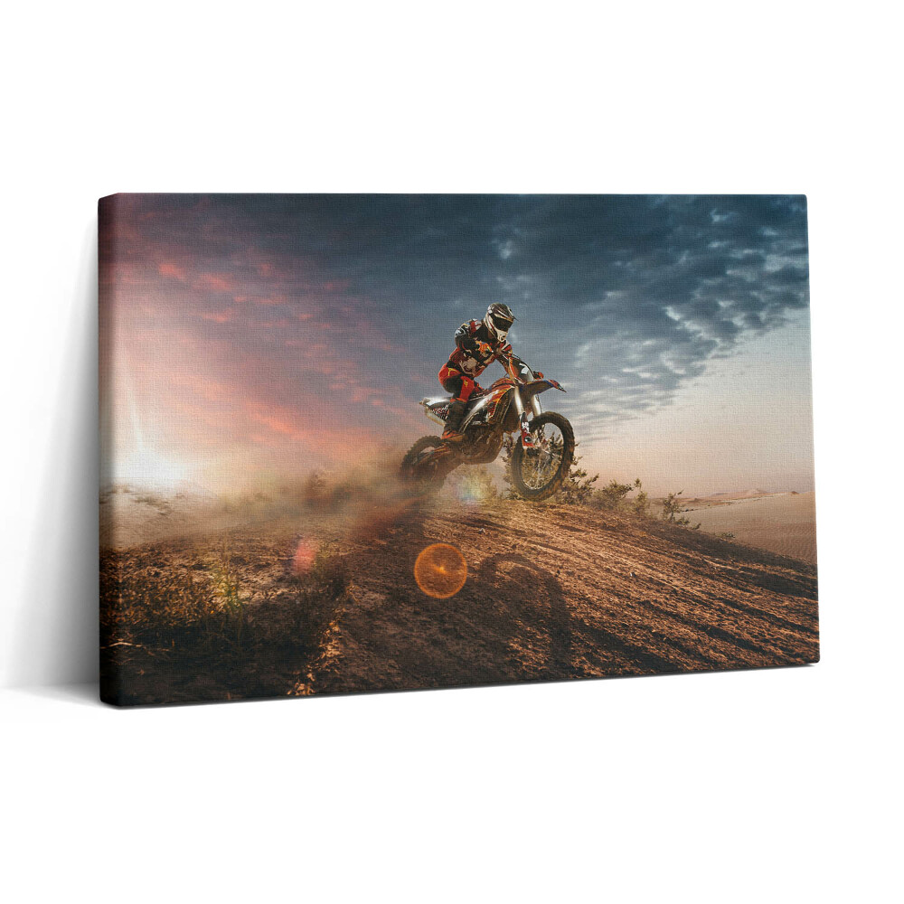 Vászonkép nyomtatás 30x20 Ember motoron és a sivatagban