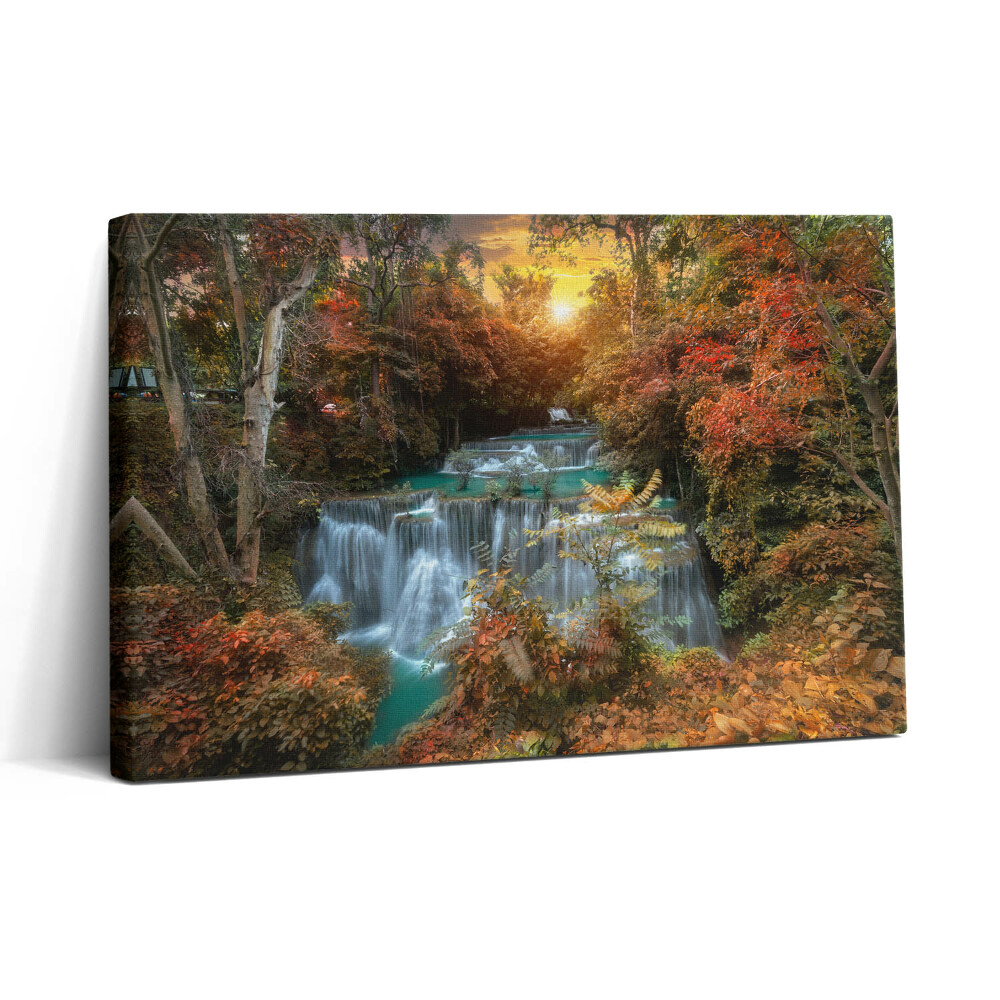 Vászonkép nyomtatás 30x20 Naplemente egy vízesés felett