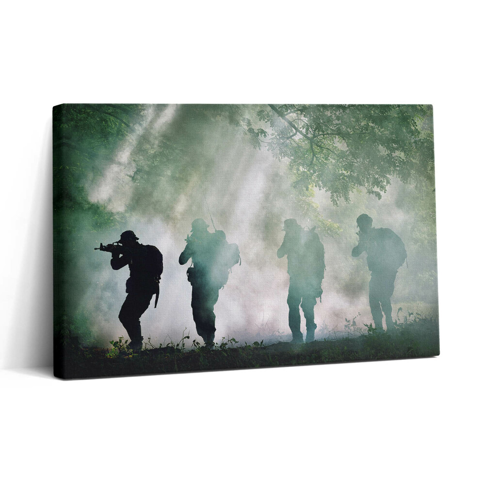 Vászonkép nyomtatás 30x20 Hadsereg az erdőben - katonák