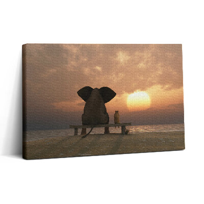 Vászonkép nyomtatás 30x20 Állatok és naplemente