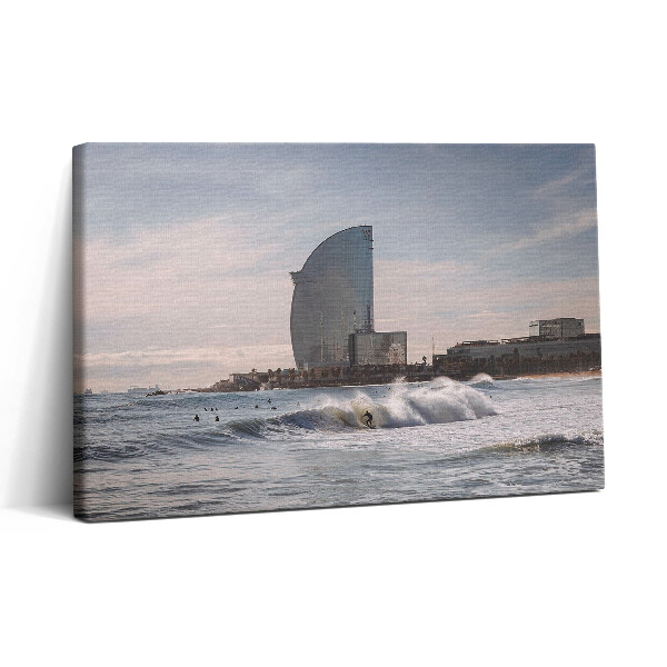Vászonkép nyomtatás 30x20 Szörfös Barcelonából