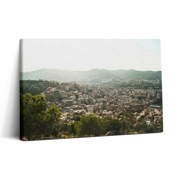 Vászonkép nyomtatás 30x20 Barcelona panorámája a Montjuic-on