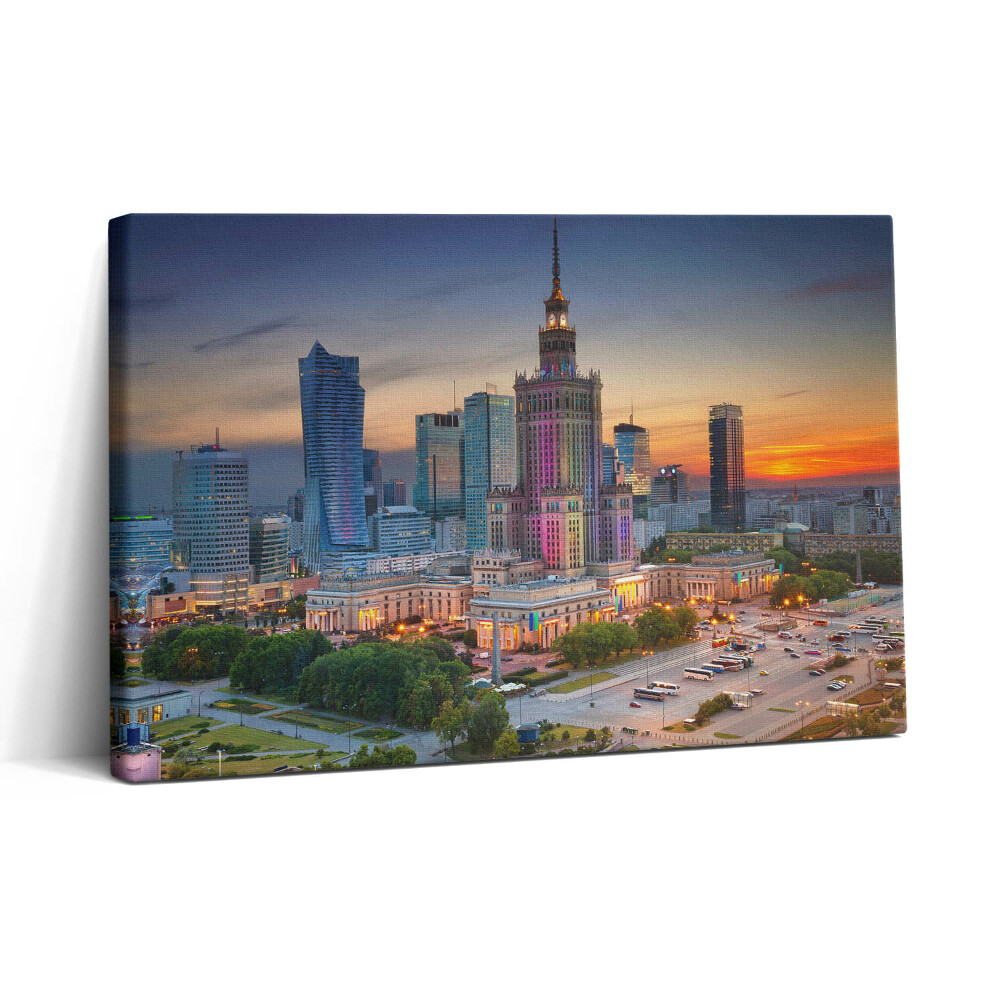 Vászonkép nyomtatás 30x20 Naplementés panoráma Varsóban
