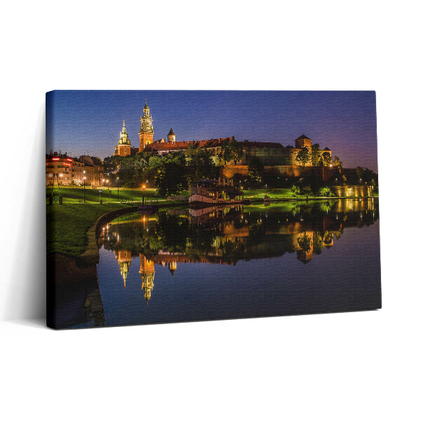 Vászonkép nyomtatás 30x20 Wawel-kastély éjszaka