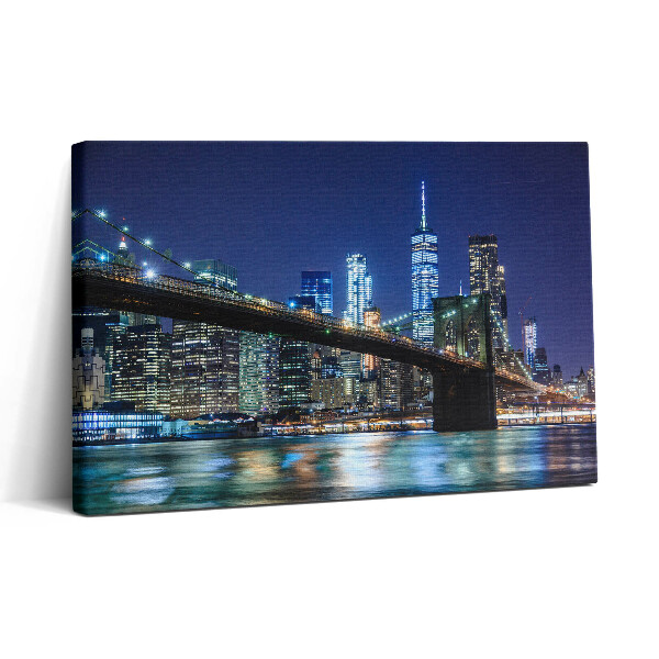 Vászonkép nyomtatás 30x20 Brooklyn híd New Yorkban éjszaka