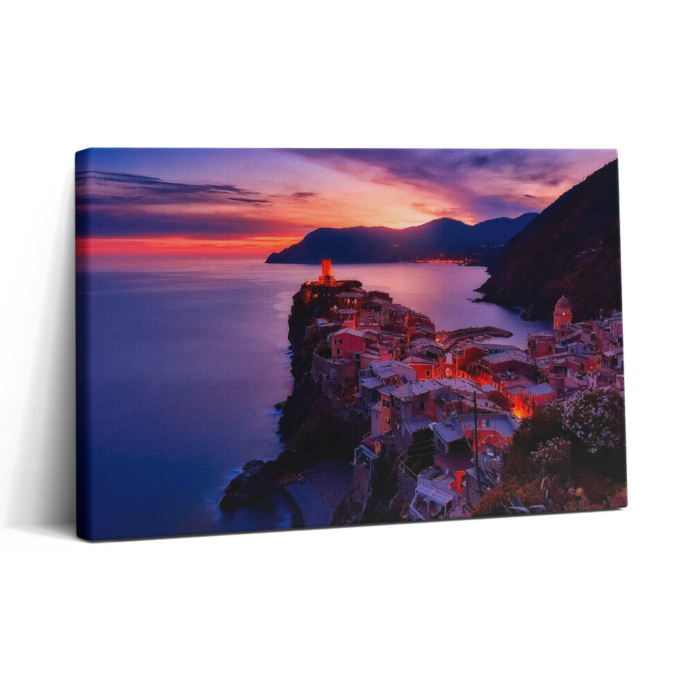 Vászonkép nyomtatás 30x20 Tengerparti város este