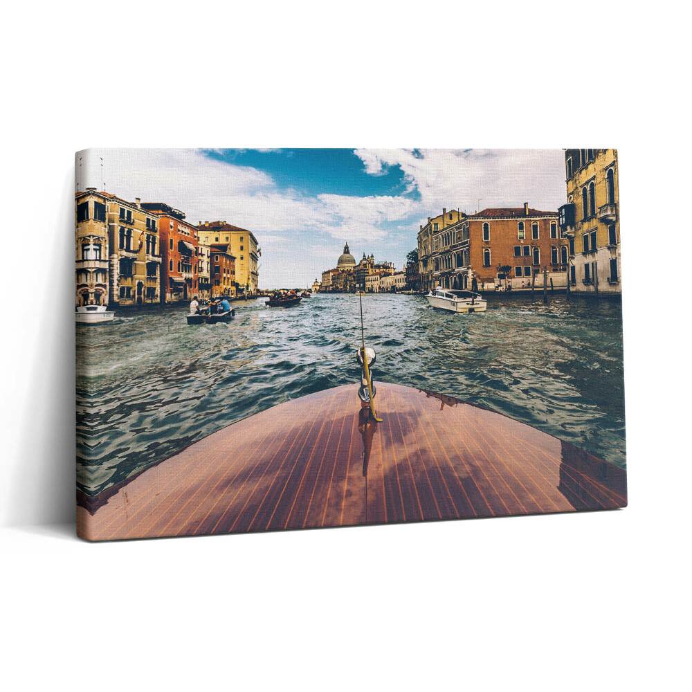 Vászonkép nyomtatás 30x20 Motorcsónak a folyón