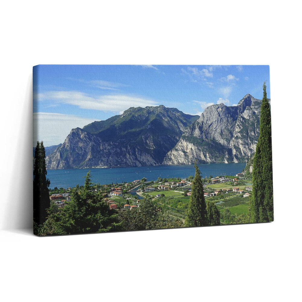 Vászonkép nyomtatás 30x20 Zöld fák a város előtt