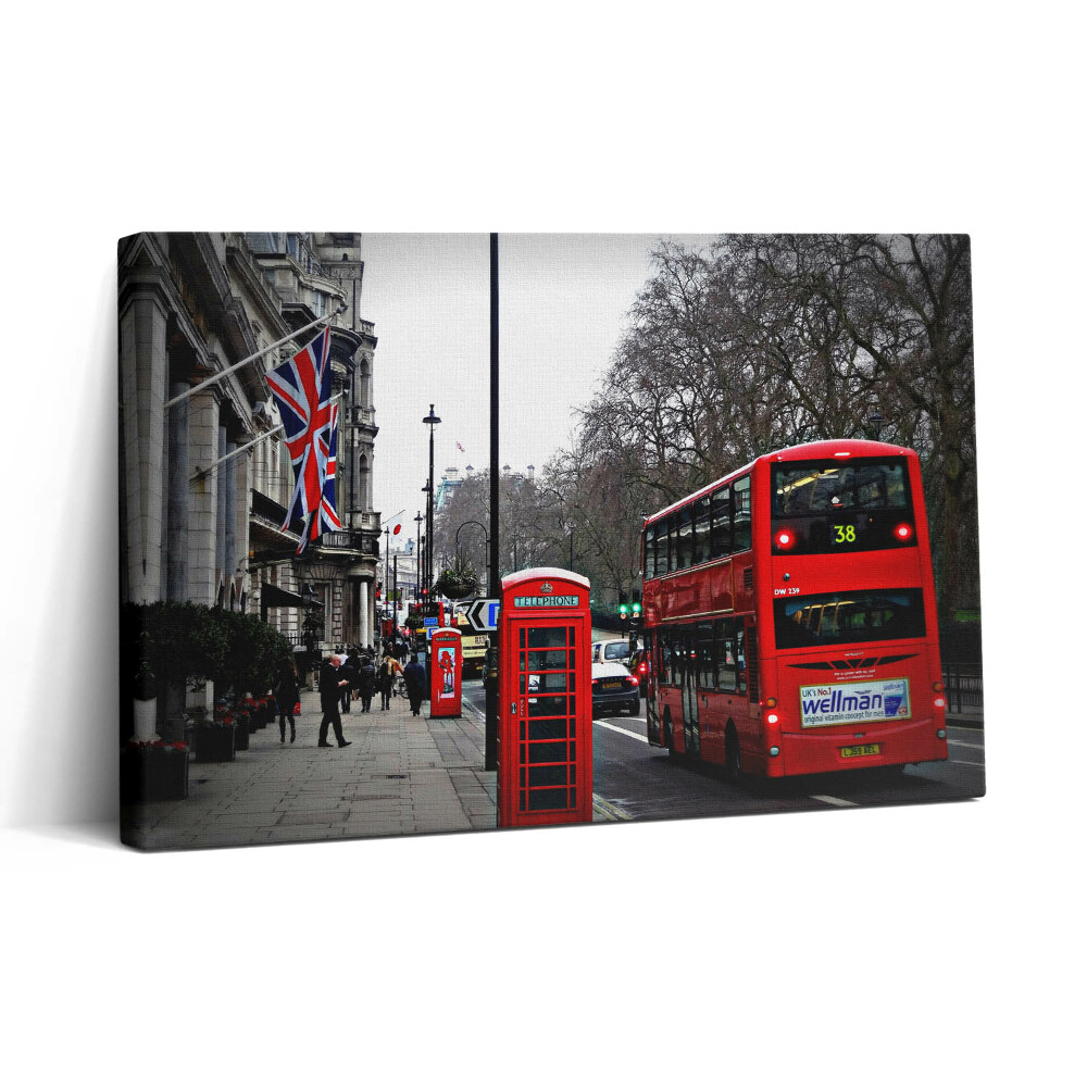 Vászonkép nyomtatás 30x20 Angol busz és telefonfülke