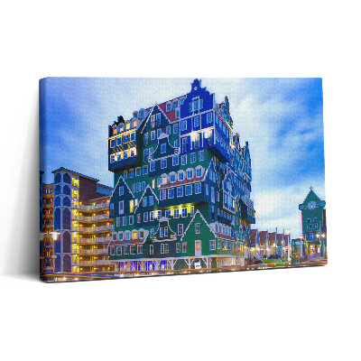 Vászonkép nyomtatás 30x20 Színes ház Amszterdamban