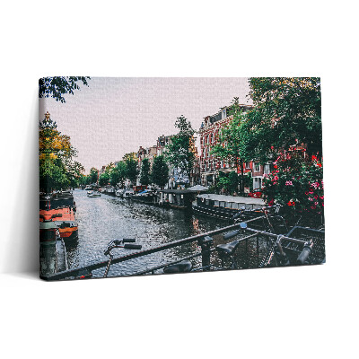 Vászonkép nyomtatás 30x20 Kerékpárok a hídon