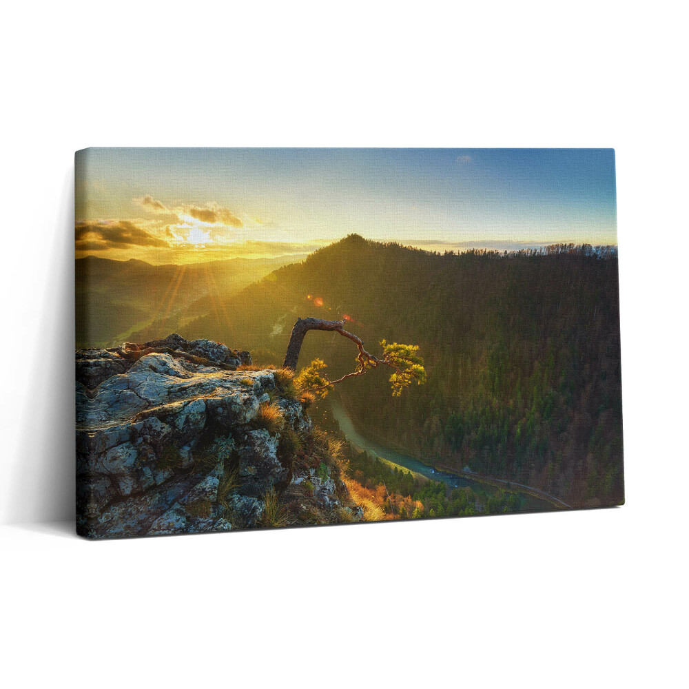 Vászonkép nyomtatás 30x20 Naplemente a hegyek felett