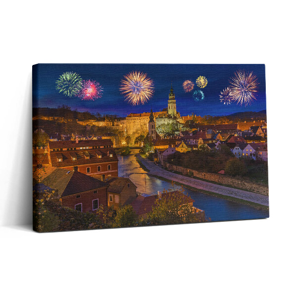 Vászonkép nyomtatás 30x20 Tűzijáték Krumlov Csehország