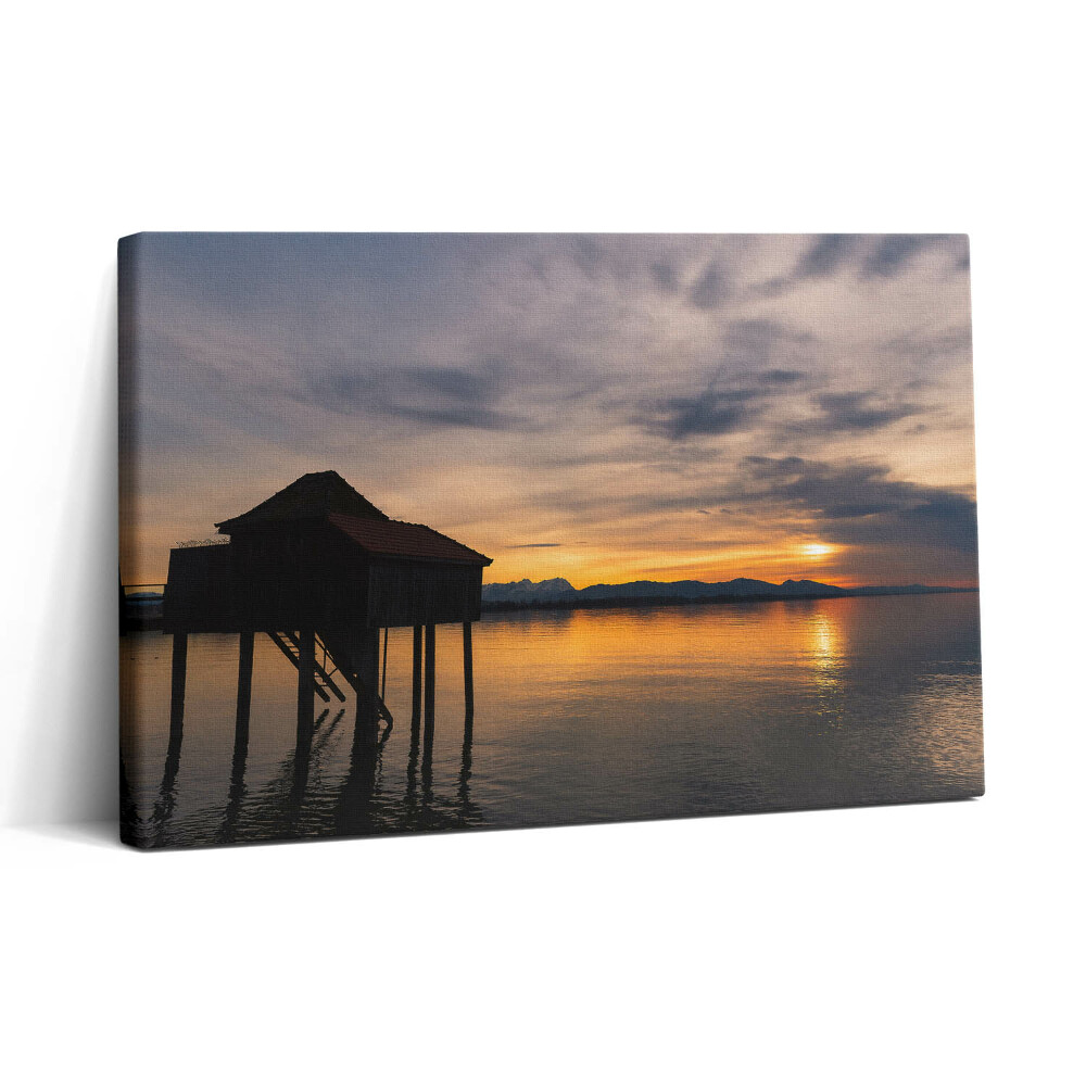 Vászonkép nyomtatás 30x20 Naplemente a Bodeni-tó felett